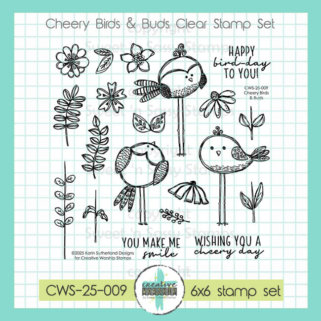 Creative Worship Cheery Birds And Buds Clear Stamps cws-25-009