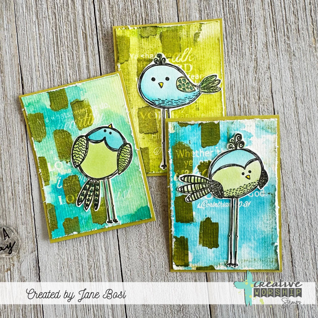 Creative Worship Cheery Birds And Buds Clear Stamps cws-25-009 Bird Cards