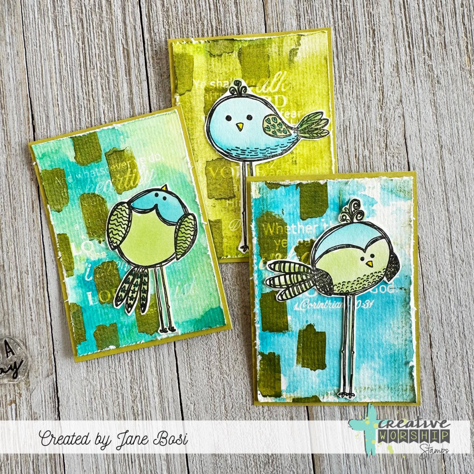 Creative Worship Cheery Birds And Buds Clear Stamps cws-25-009 Bird Cards