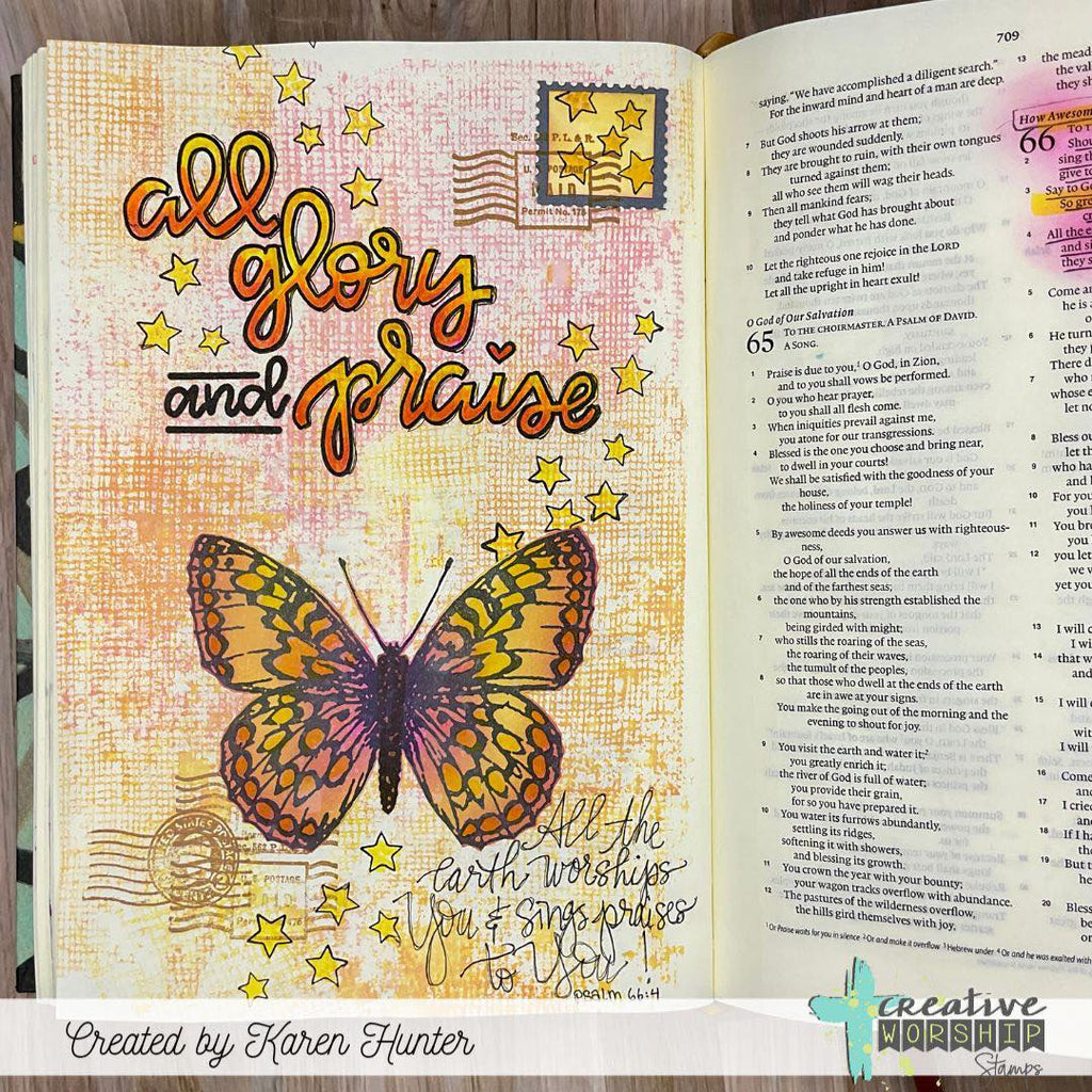 Creative Worship Cheesecloth Background Clear Stamp cws-25-024 All Glory And Praise Bible Journaling