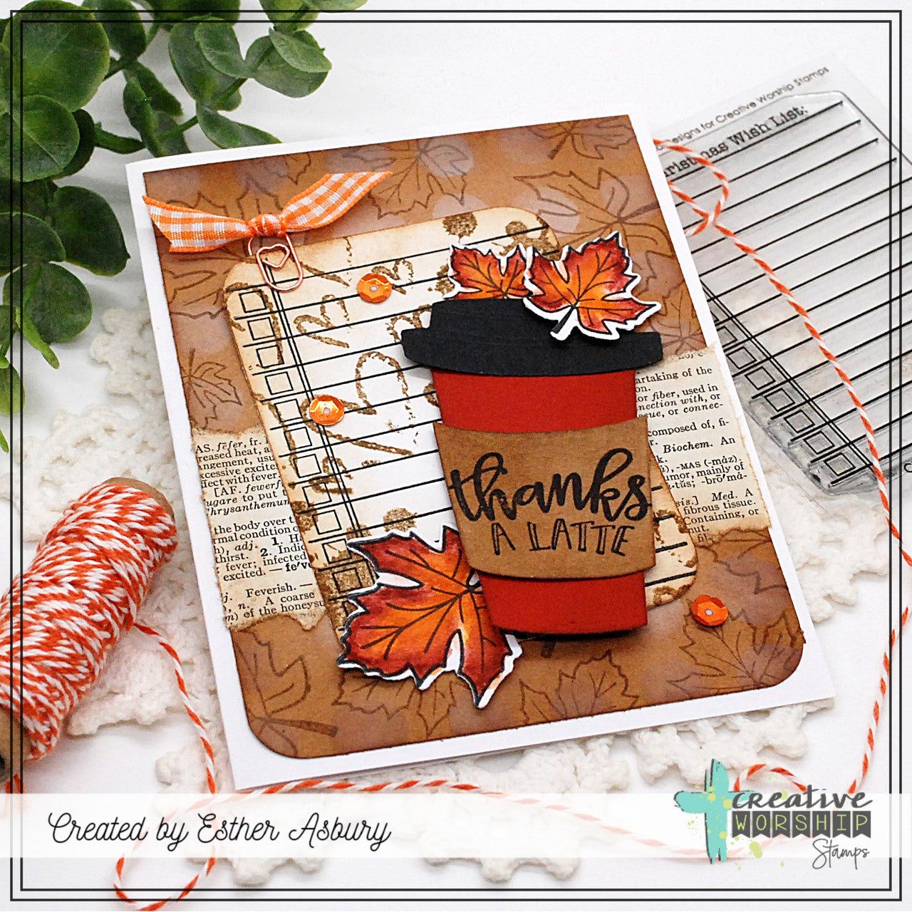 Creative Worship Christmas Wish List Clear Stamp cws-24-031 Thanks A Latte Coffee Card