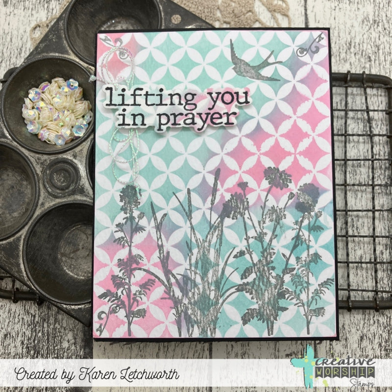 Creative Worship Circle Pattern Stencil cws-st-25-12 Lifting You In Prayer Card