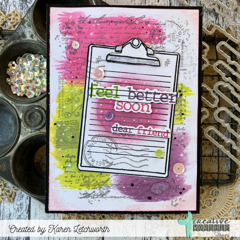 Creative Worship Clipboard Clear Stamp cws-25-046 Feel Better Soon