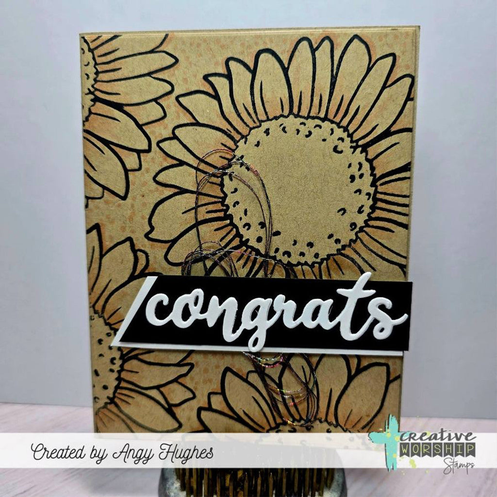 Creative Worship Congrats And Celebrate Word Dies Sunflower Card