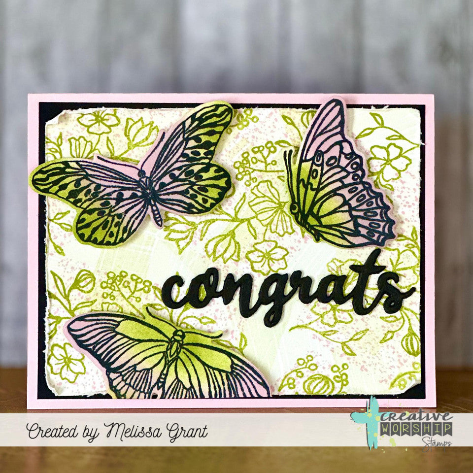 Creative Worship Congrats And Celebrate Word Dies cwsd-275 Butterfly Card