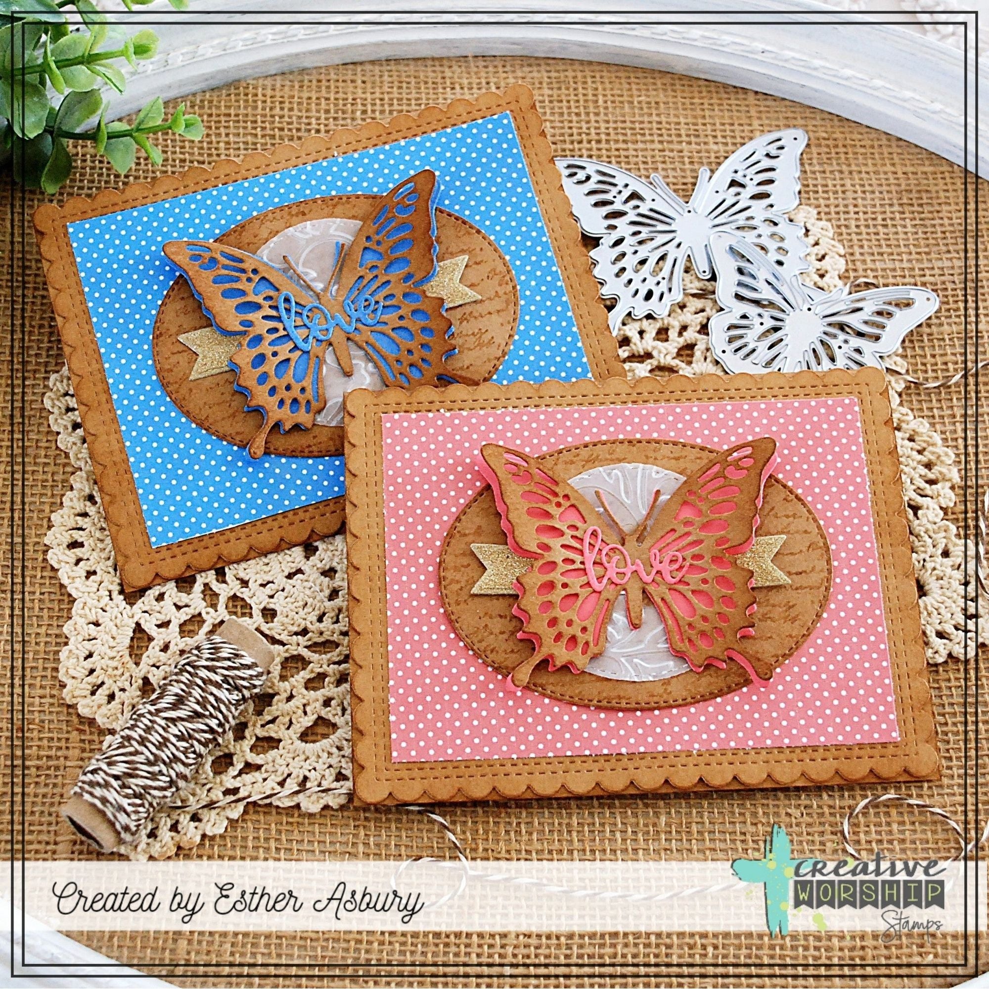 Creative Worship Delicate Butterflies Dies cwsd-26-008 Esther Asbury Love Butterfly Cards