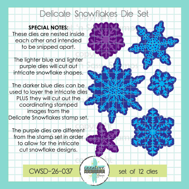 Creative Worship Delicate Snowflakes Clear Stamps And Dies Bundle CWSD-26-037 Dies Set Alone