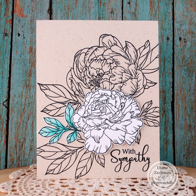 Creative Worship Encouraging Peonies Clear Stamps And Dies Bundle With Sympathy Card