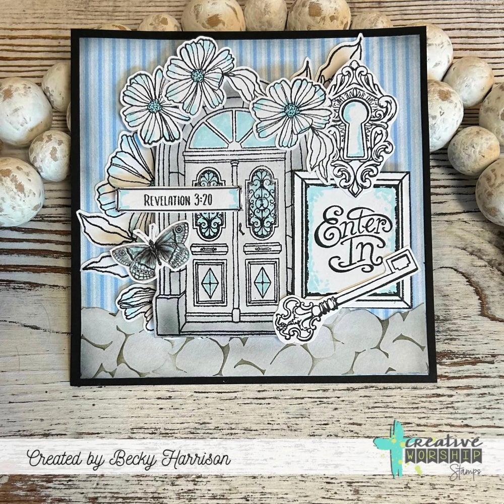 Creative Worship Enter In Clear Stamps And Dies Bundle Becky Harrison Revelation Floral Card