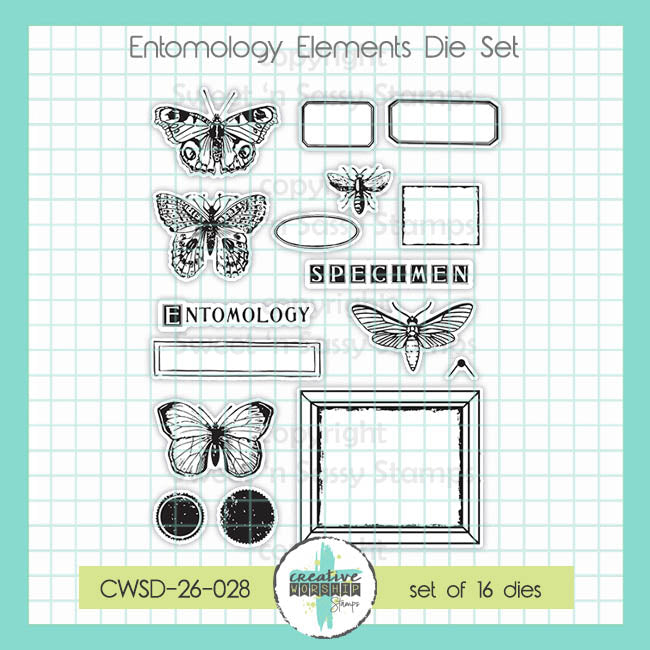 Creative Worship Entomology Elements Clear Stamps And Dies Bundle CWSD-26-028 Die Set alone