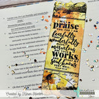Creative Worship Finch Collage Clear Stamp cws-26-008 Karen Hunter Bookmark with bird and script writing