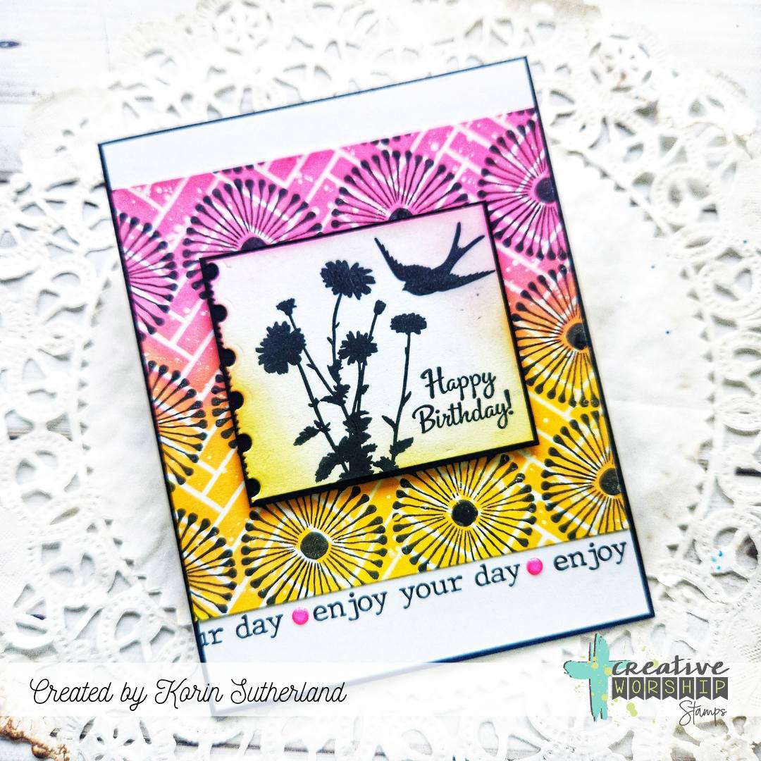 Creative Worship Flower Burst Background Clear Stamp cws-25-030 Birthday Card