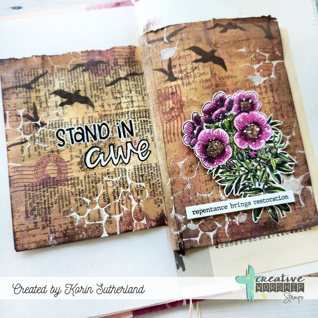 Creative Worship Flowering Branch Clear Stamps cws-25-020 Stand In Awe Bible Journaling