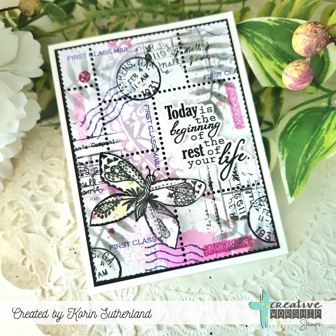 Creative Worship Funky Flutter Clear Stamps cws-26-013 Today Is The Beginning Of The Rest Of Your Life Card