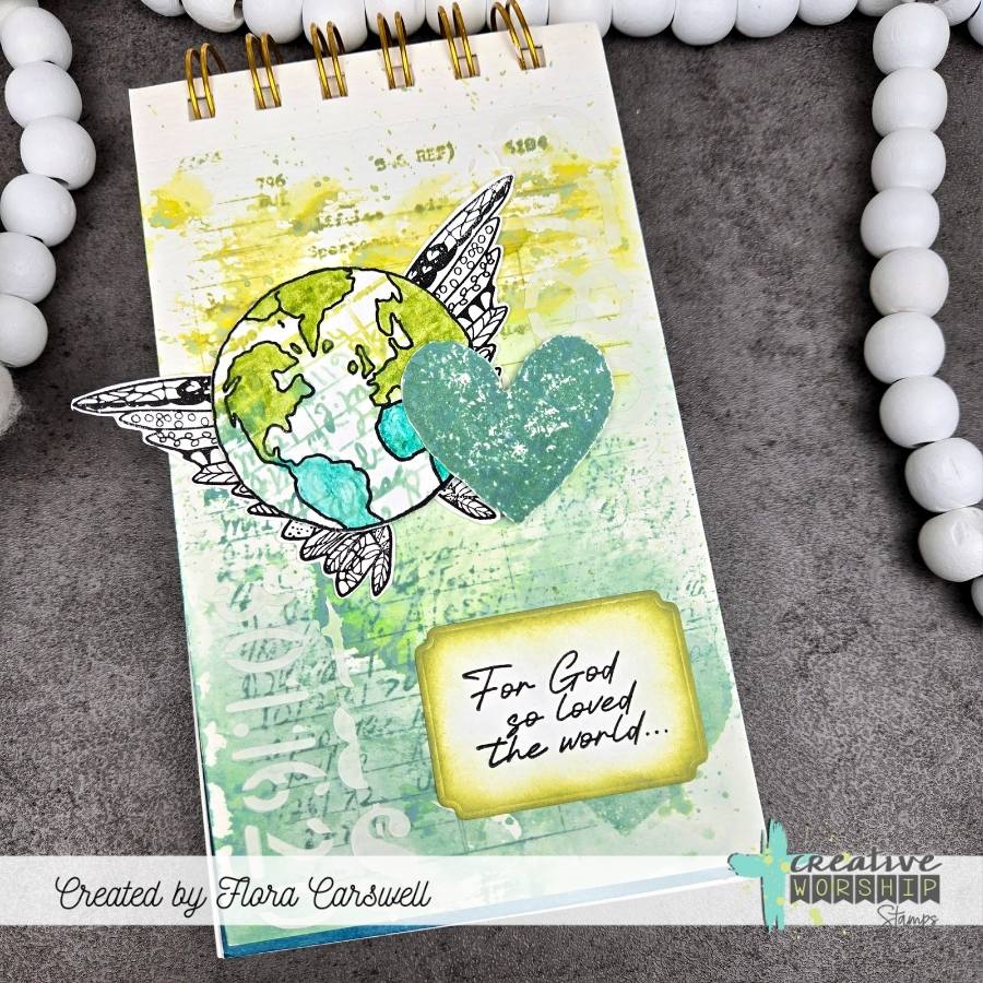 Creative Worship God So Loved Clear Stamps And Dies Bundle Flora Carswell For God so loved the world mixed media page