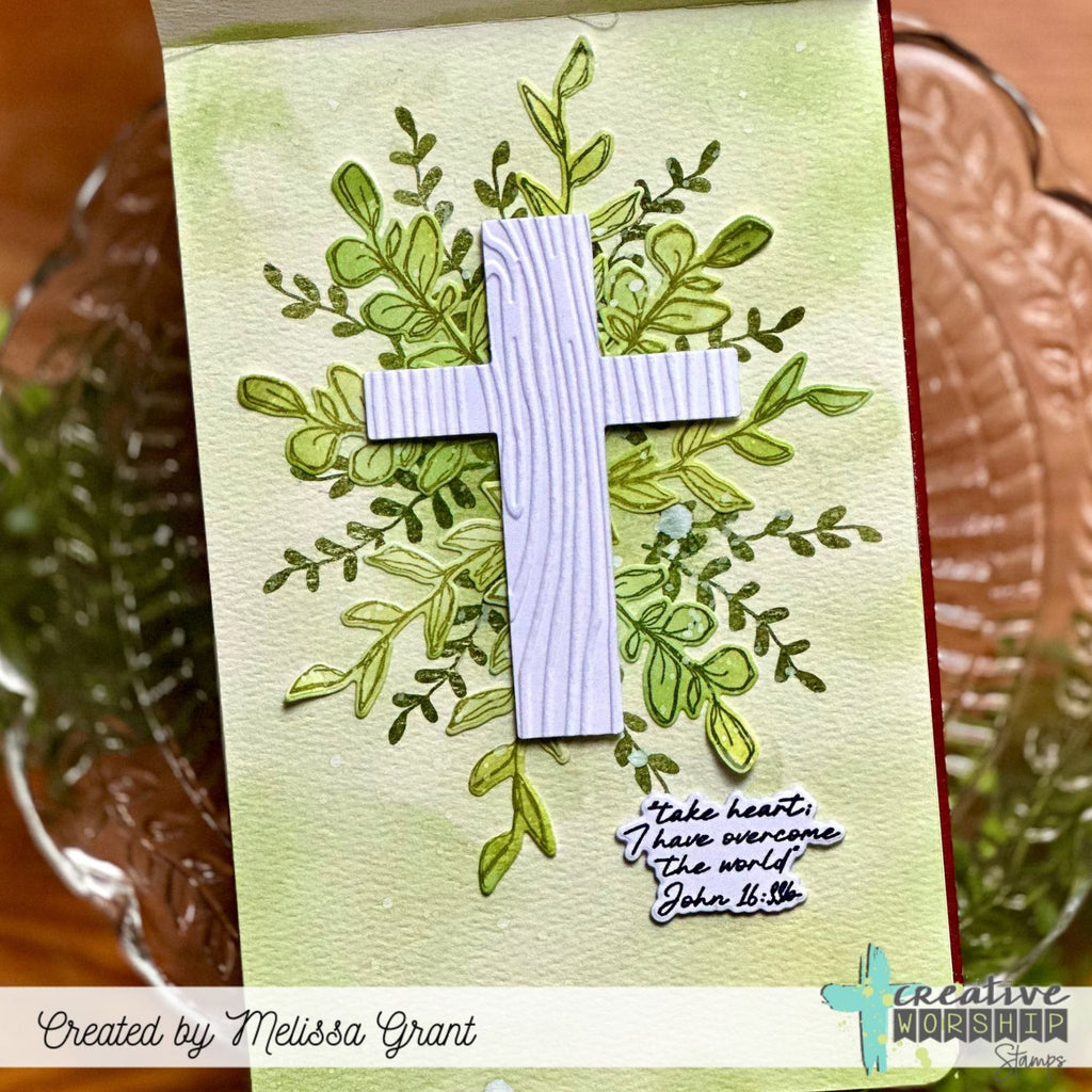 Creative Worship God So Loved Clear Stamps And Dies Bundle Melissa Grand Cross Take Heart, I have overcome the world journal page