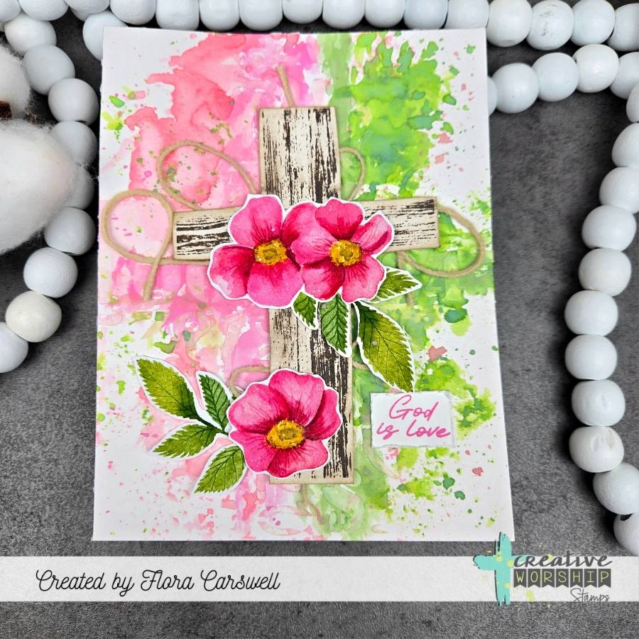 Creative Worship God So Loved Clear Stamps cws-26-016 Flora Carswell God is Love Card