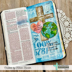 Creative Worship God So Loved Clear Stamps cws-26-016 Karen Hunter For God so Loved the World Bible Journal Page