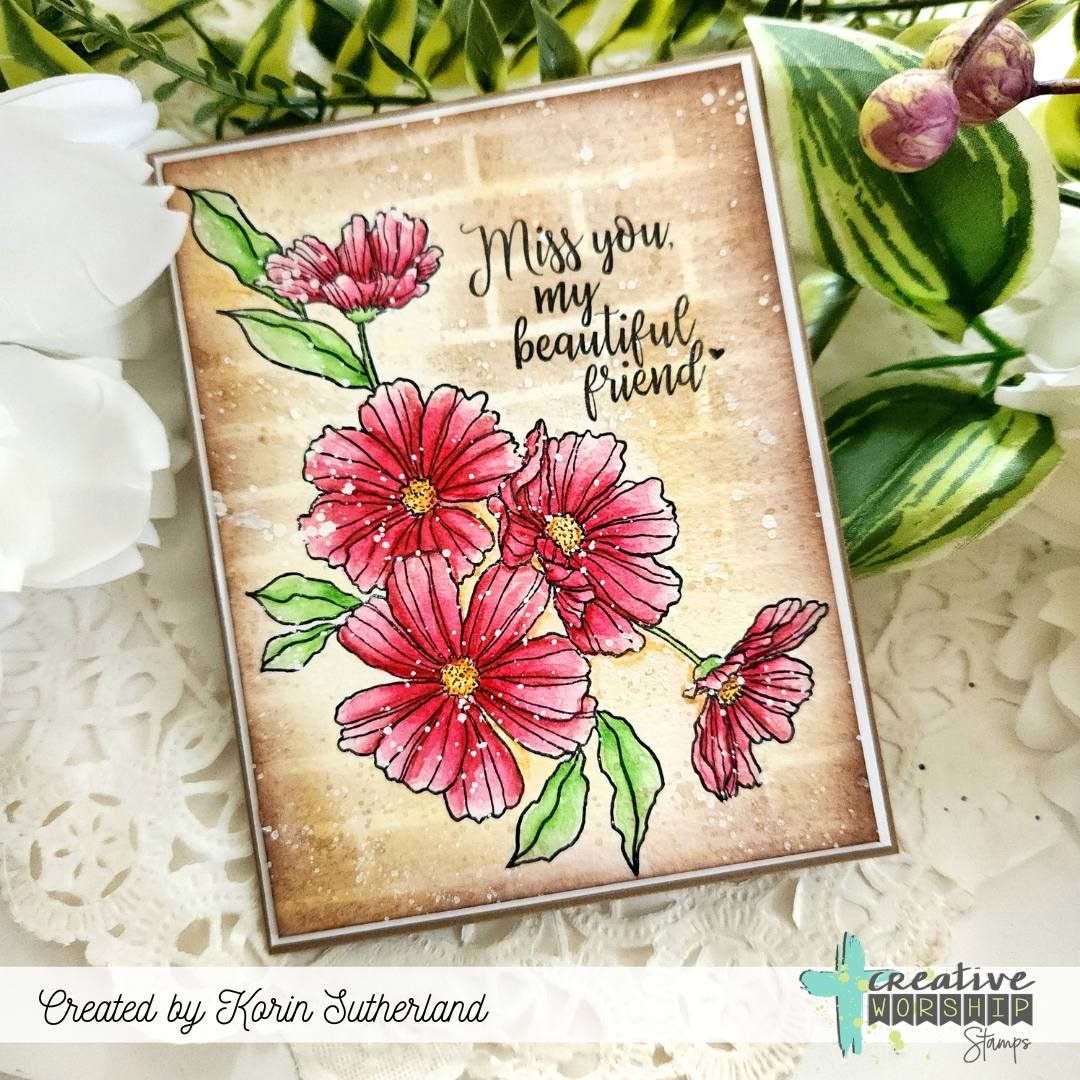 Creative Worship God's Beauty Clear Stamps cws-26-017 Miss You My Beautiful Friend Card