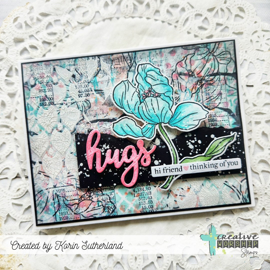 Creative Worship Happy And Hugs Word Dies cwsd-25-008 Hi Friend Thinking Of You Card