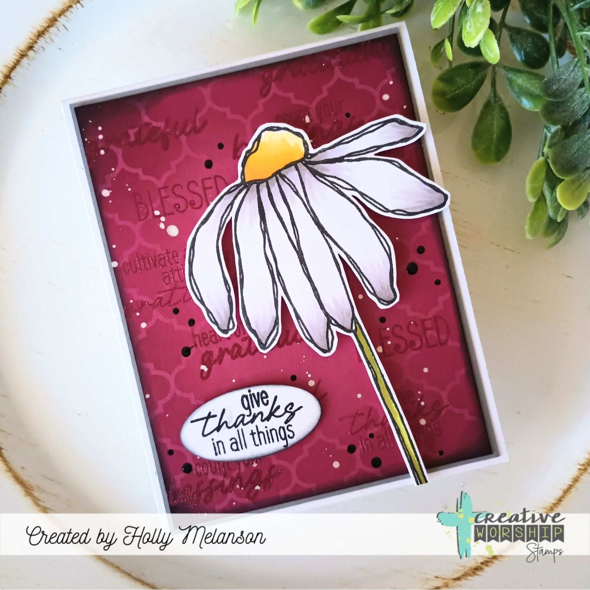 Creative Worship Heart of Gratitude Clear Stamps cws-25-051 Give Thanks In All Things Card