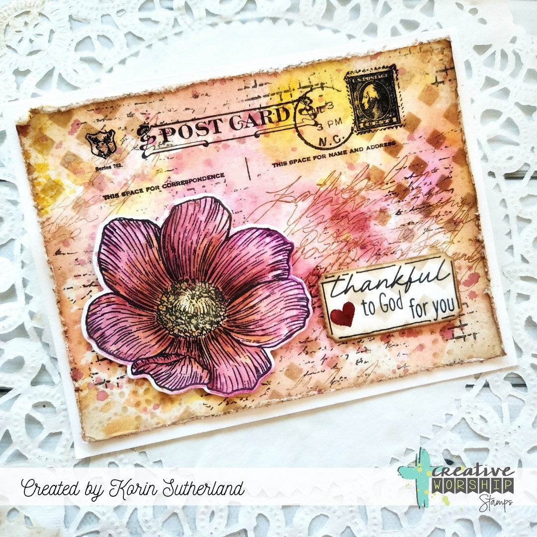 Creative Worship Heart of Gratitude Clear Stamps cws-25-051 Thankful To God Card