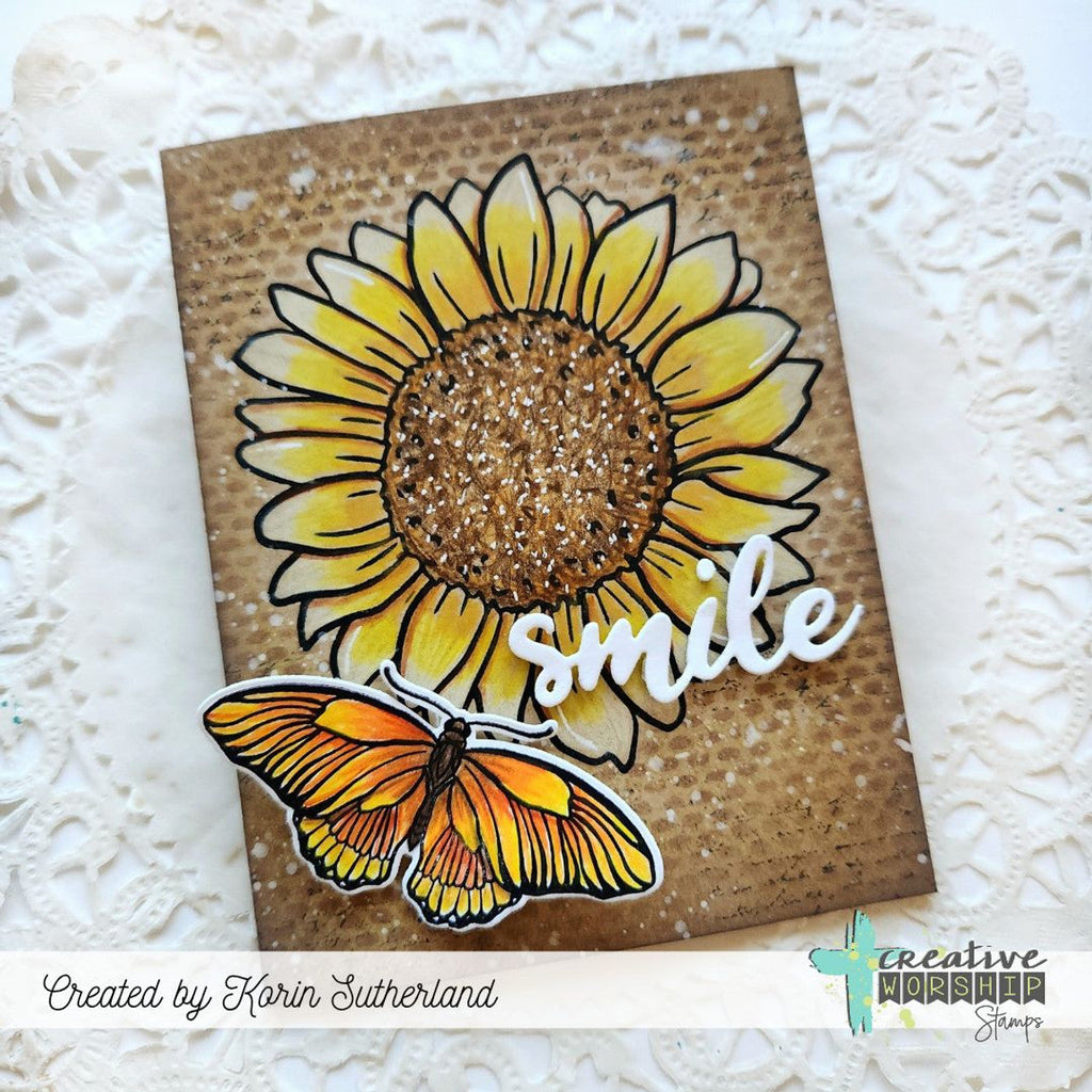 Creative Worship Hello And Smile Word Dies cwsd-274 Smile Butterfly Card