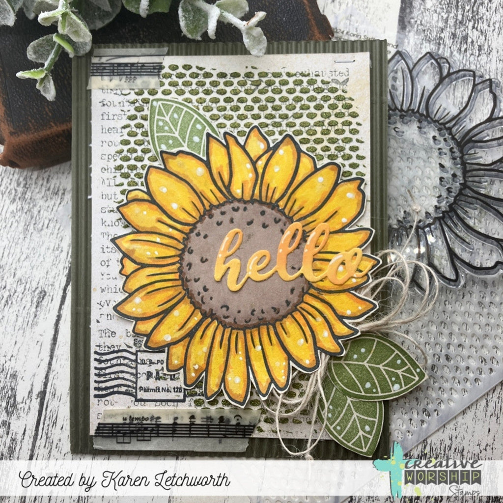 Creative Worship Hello And Smile Word Dies cwsd-274 Sunflower Card