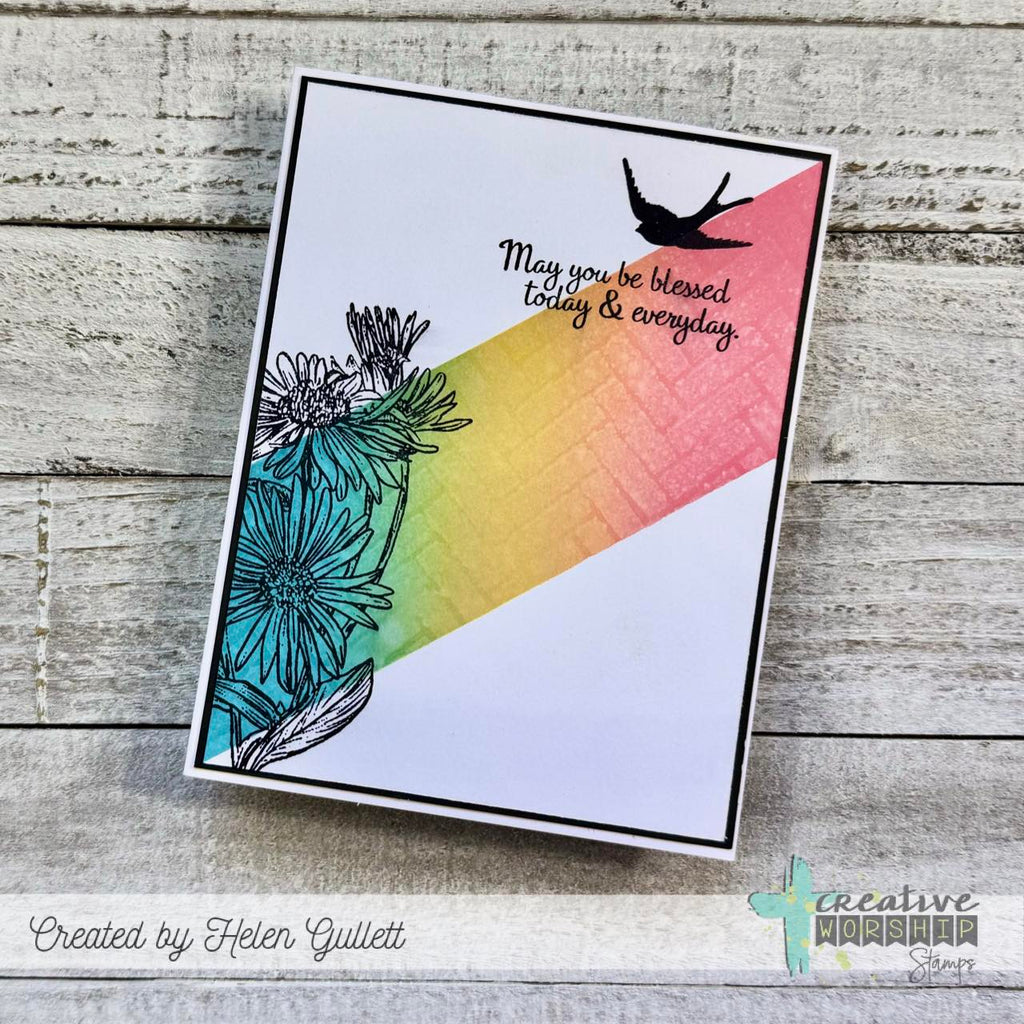 Creative Worship Herringbone Tile Stencil cws-st-25-10 May You Be Blessed Card
