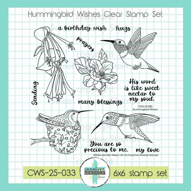 Creative Worship Hummingbird Wishes Clear Stamps And Dies Bundle CWS-25-033