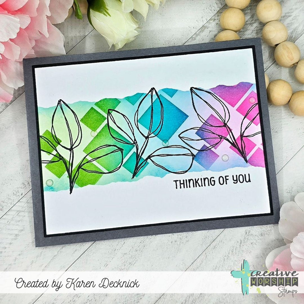 Creative Worship Jumbled Diamonds Stencil cws-st-25-06 Thinking Of You Card