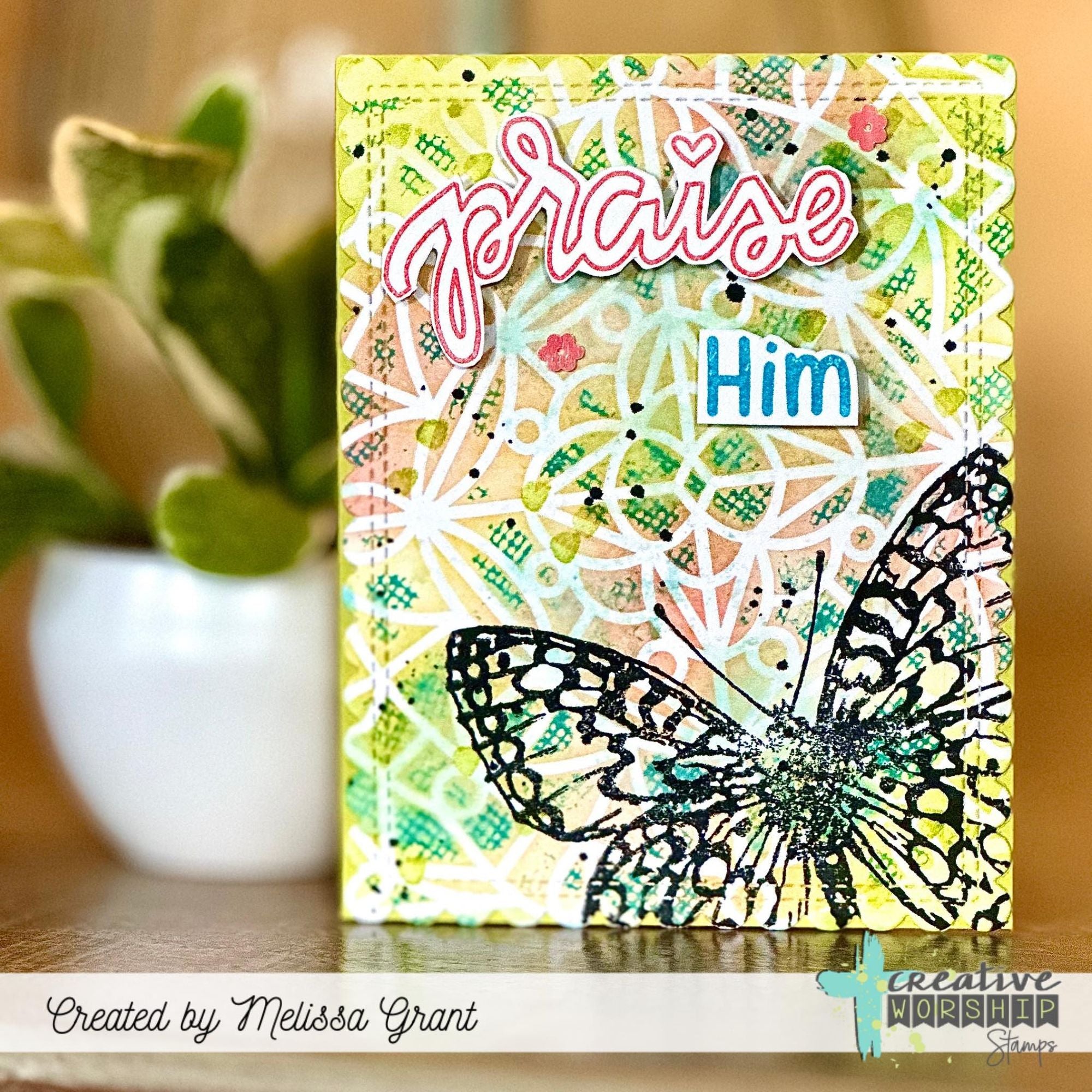 Creative Worship Kaleidoscope Stencil cws-st-25-09 Praise Him Card