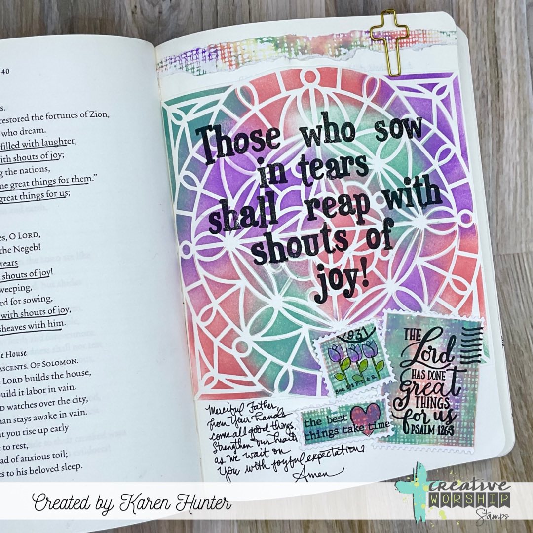 Creative Worship Kaleidoscope Stencil cws-st-25-09 Those You Sow In Tears Shall Reap With Shouts Of Joy Bible Journaling