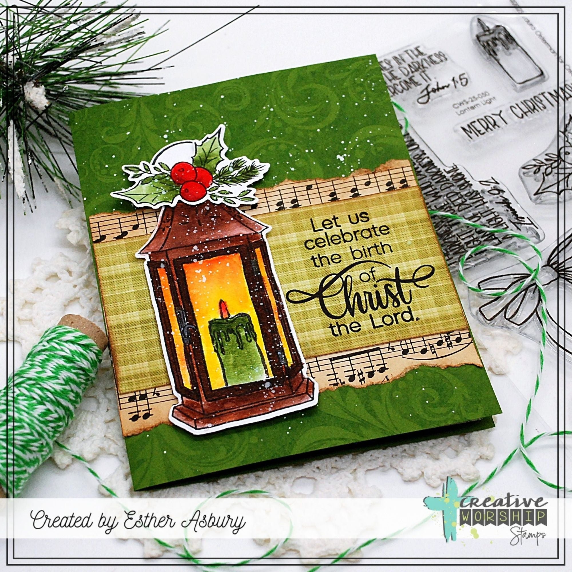 Creative Worship Lantern Light Clear Stamps cws-25-050 Birth Of Christ Christmas Card