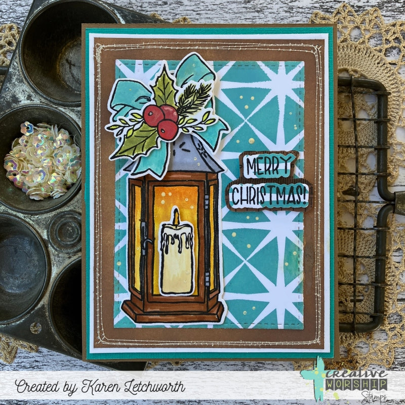 Creative Worship Lantern Light Dies cwsd-25-015 Merry Christmas Card