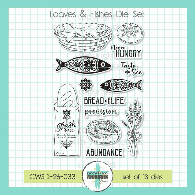 Creative Worship Loaves And Fishes Clear Stamps And Dies Bundle CWSD-26-033 dies alone