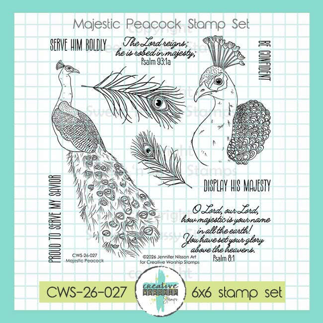 Creative Worship Majestic Peacock Clear Stamps And Dies Bundle CWS-26-027 Stamp Set Alone