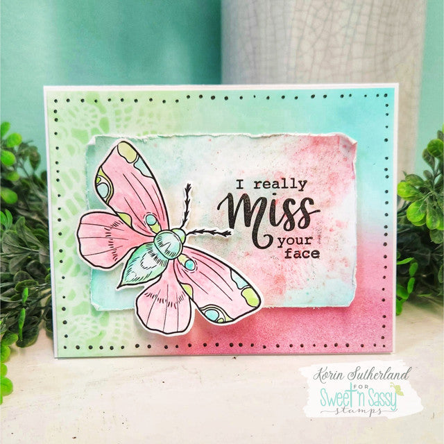 Creative Worship My Thoughts Of You Clear Stamps And Dies Bundle I really miss your face butterfly card by Korin Sutherland