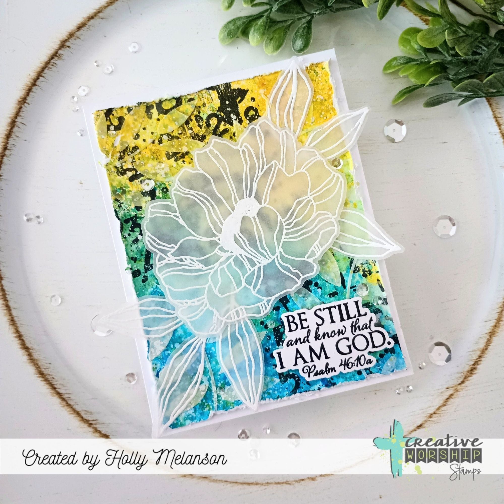 Creative Worship Number Graffiti Background Clear Stamp cws-26-002 Be Still And Know That I Am God Card