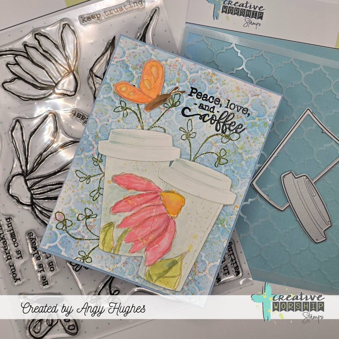 Creative Worship Patient Echinacea Clear Stamps cws-25-042 Coffee Card