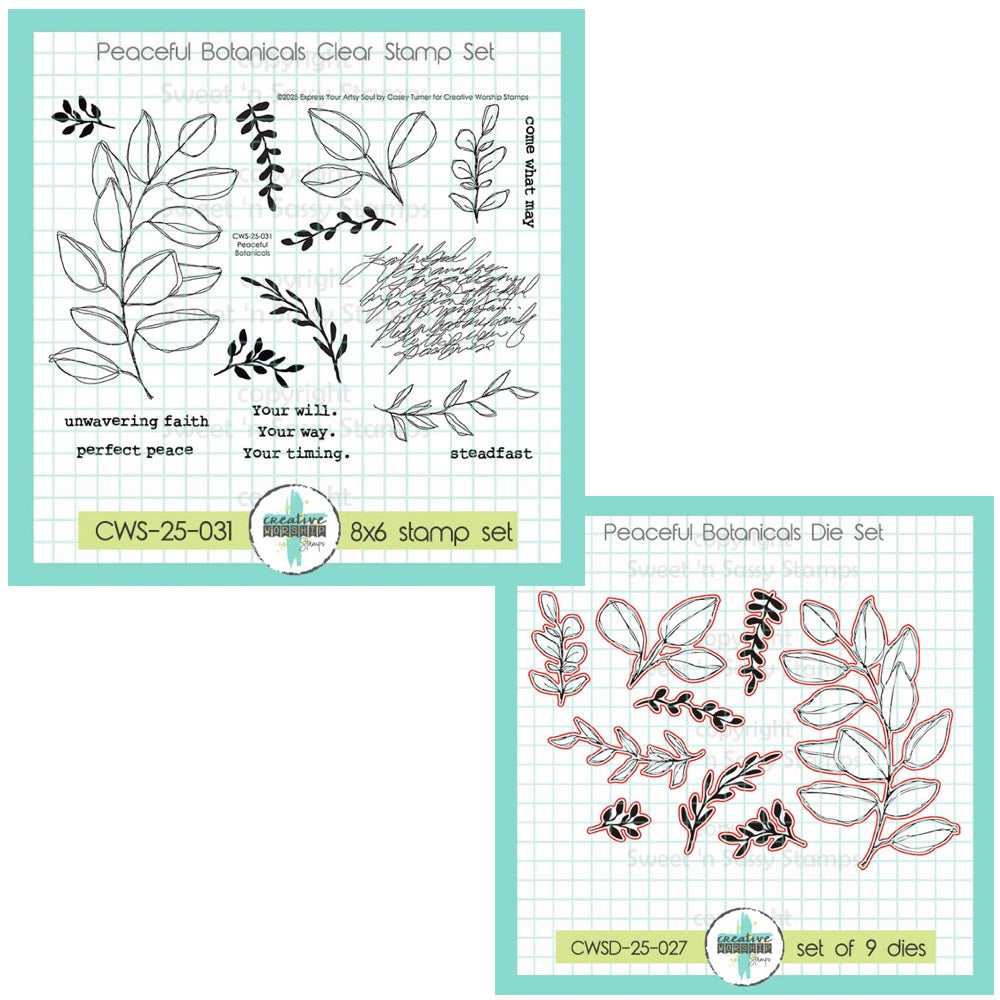 Creative Worship Peaceful Botanicals Clear Stamps And Dies Bundle