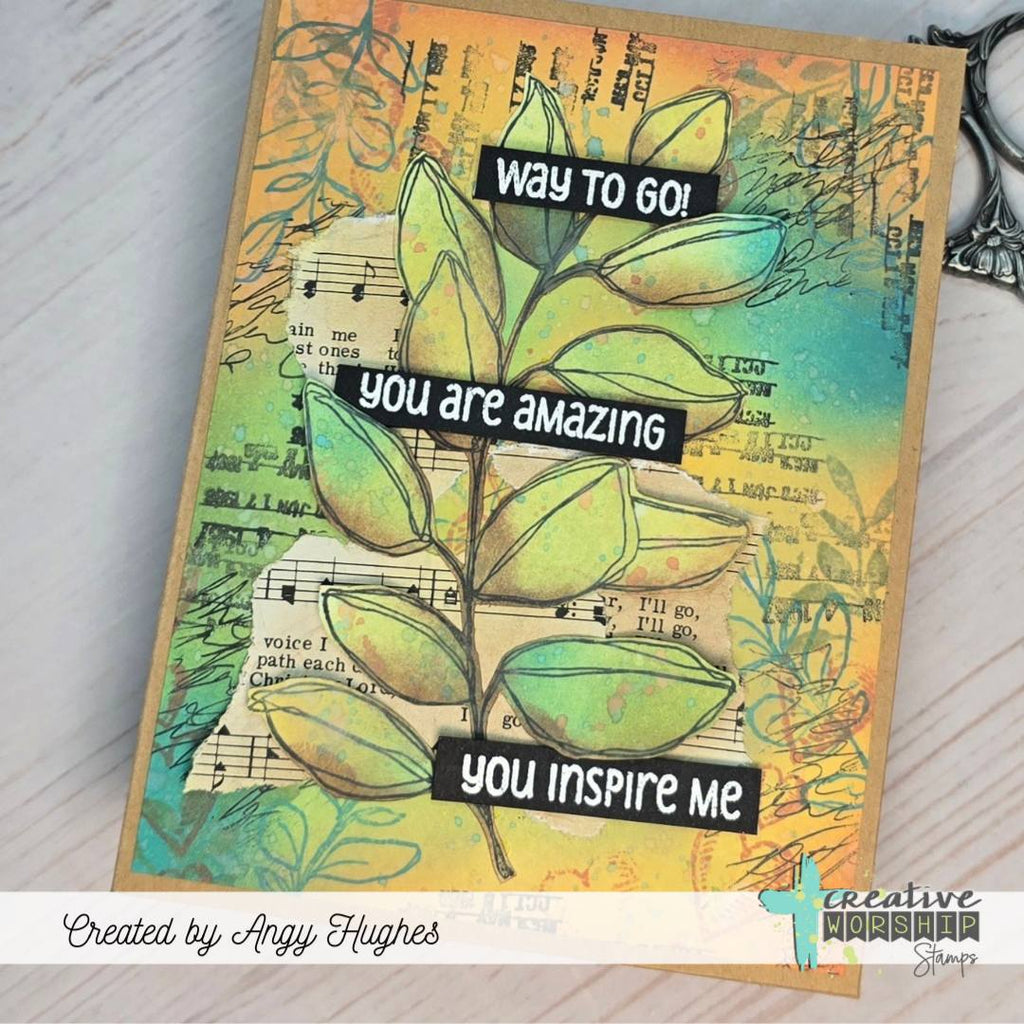 Creative Worship Peaceful Botanicals Clear Stamps And Dies Bundle Encouragement Card