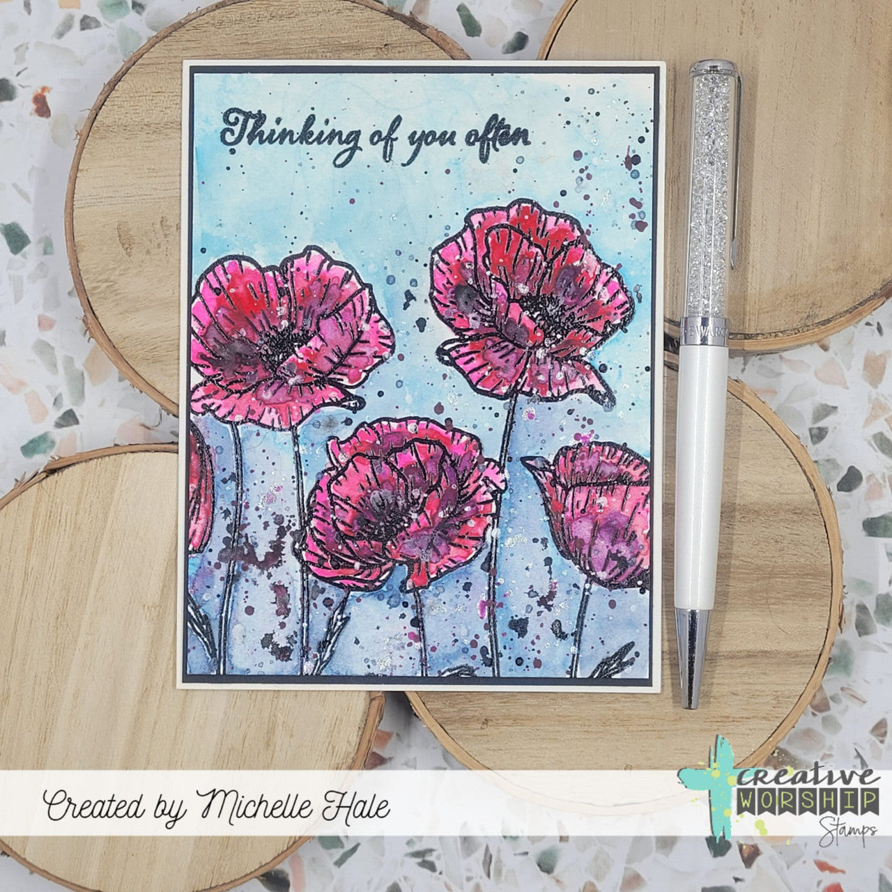 Creative Worship Poppy Field Clear Stamps cws-24-038 Michelle Hale Card