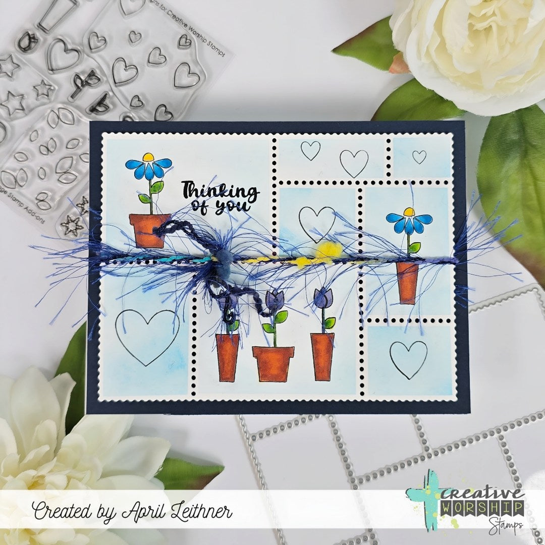 Creative Worship Postage Stamp Add Ons Clear Stamps cws-25-023 Thinking Of You Card