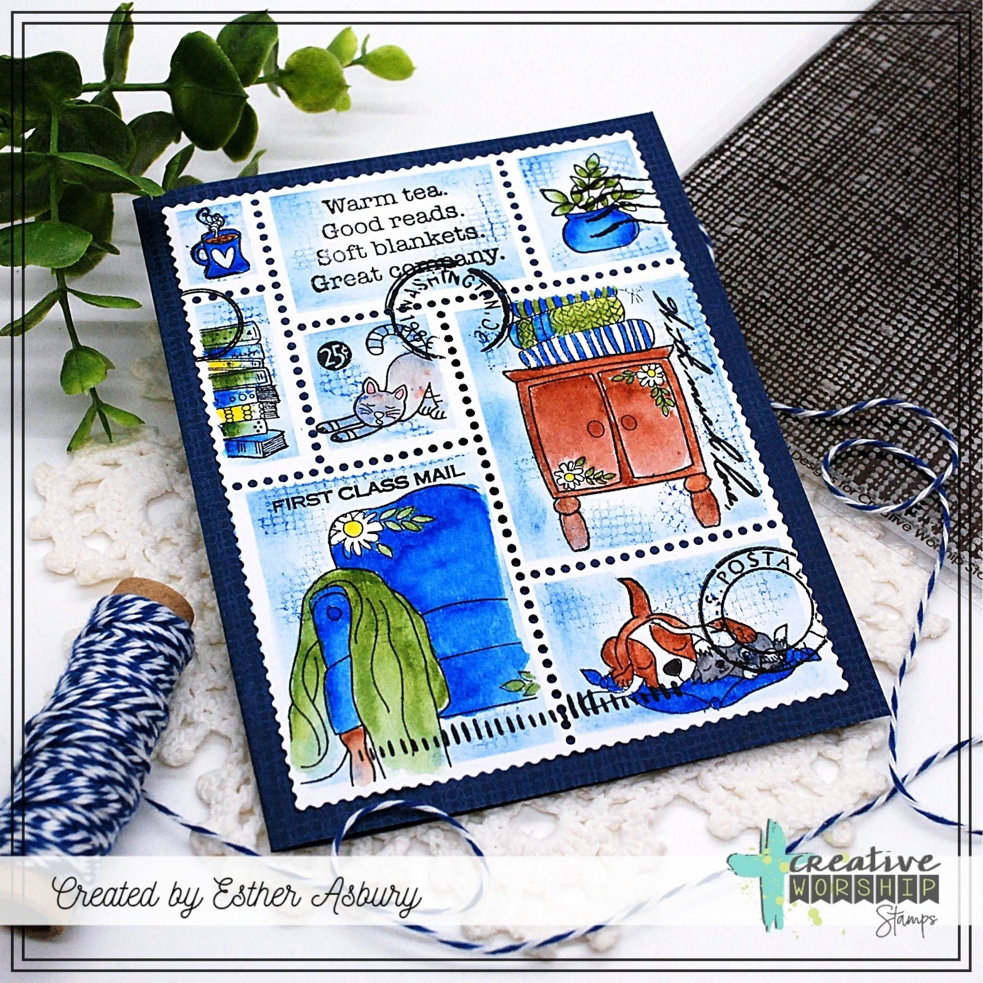 Creative Worship Postage Stamp Cover Plate Dies cwsd-278 Puppy Card