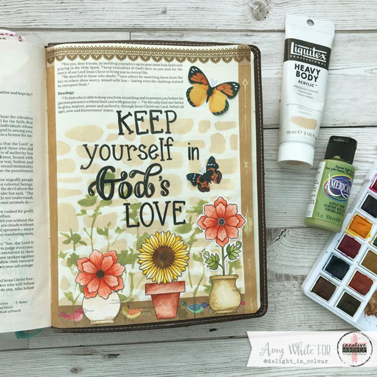 Creative Worship Pretty Potted Florals Clear Stamps And Dies Keep Yourself in God's Love