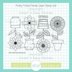 Creative Worship Pretty Potted Florals Clear Stamps And Dies SNS-17-010