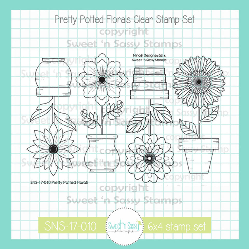 Creative Worship Pretty Potted Florals Clear Stamps sns-17-010