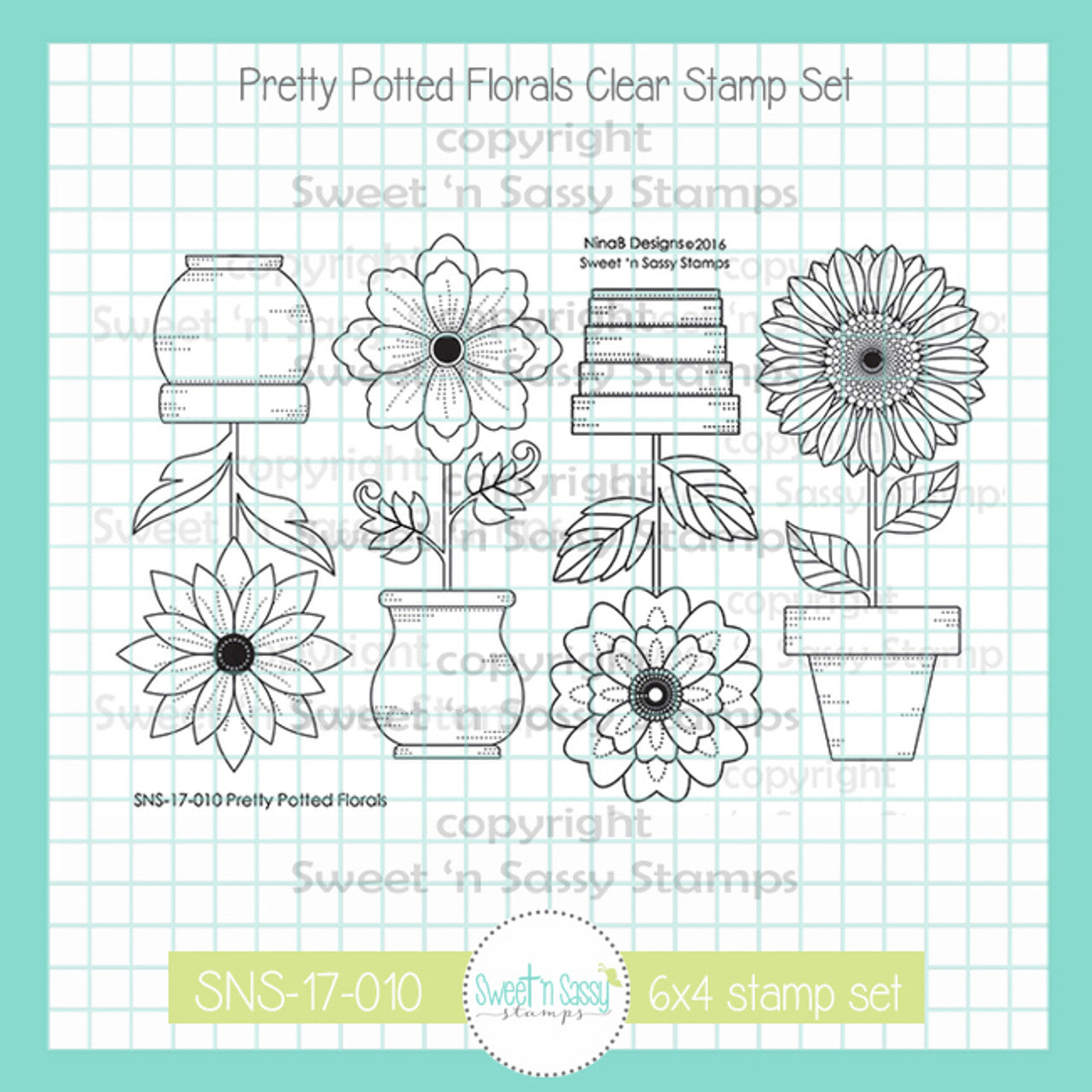 Creative Worship Pretty Potted Florals Clear Stamps sns-17-010