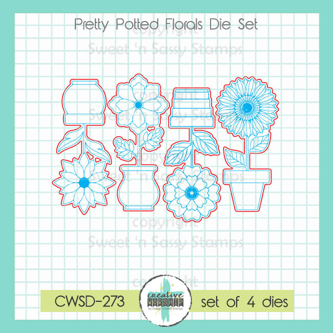 Creative Worship Pretty Potted Florals Dies cwsd-273